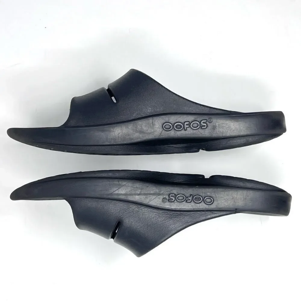 Oofos Ooahh Luxe Black Slide Recovery Comfort Sandals Size 10 Men's / 12 Women's